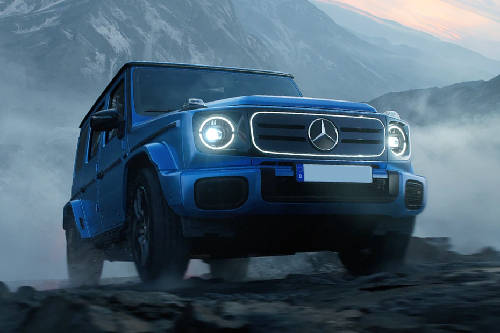 Tampak depan G-Class Electric, sudut rendah
